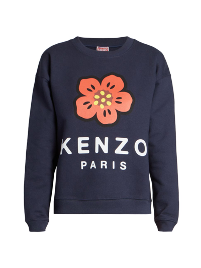 Shop Kenzo Women's Poppy Graphic Crewneck Sweatshirt In Midnight Blue