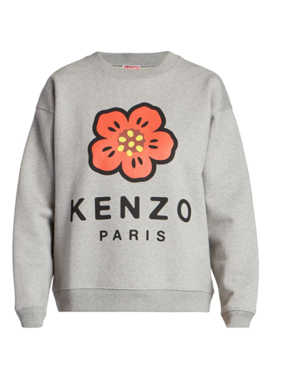 Shop Kenzo Women's Poppy Graphic Crewneck Sweatshirt In Pearl Grey