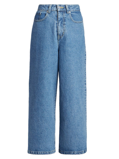 Shop Kenzo Women's Wide-leg Cropped Jeans In Blue