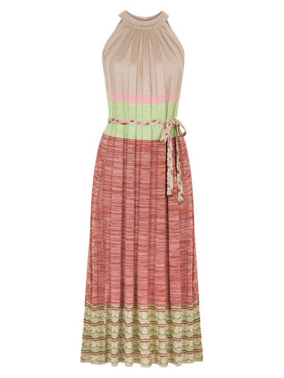 Shop Knitss Women's Riviera Breeze Cora Belted Colorblocked Midi-dress In Multicolour