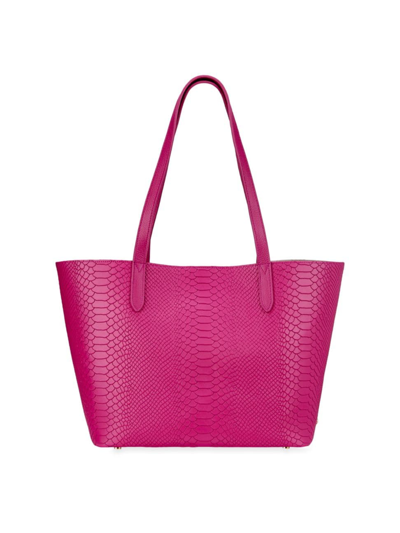Shop Gigi New York Women's Teddie Python-embossed Leather Tote In Peony Pink