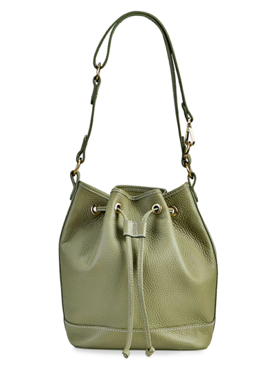 Shop Gigi New York Cassie Leather Bucket Bag In Sage