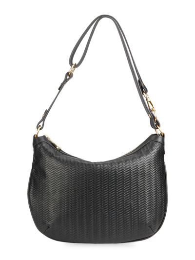 Shop Gigi New York Women's Stevie Woven Leather Shoulder Bag In Black