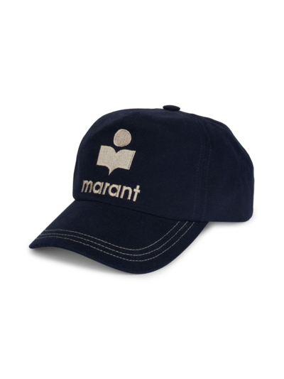Shop Isabel Marant Women's Tyron Embroidered-logo Canvas Baseball Cap In Faded Night
