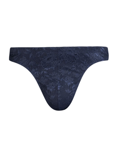 Shop Cosabella Men's Never Classic Lace G-string In Navy Blue
