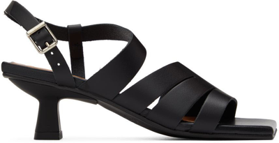 Shop Ganni Black Strappy Heeled Sandals In 099 Black