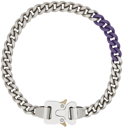 Shop Alyx Silver & Purple Buckle Necklace