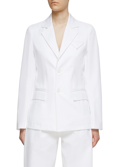 Shop Bottega Veneta Cotton Single-breasted Blazer In White