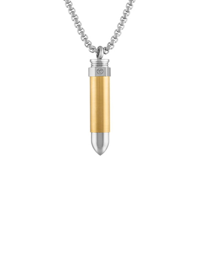 Shop Esquire Men's Jewelry Men's Two Tone Stainless Steel Bullet Pendant Necklace In Neutral