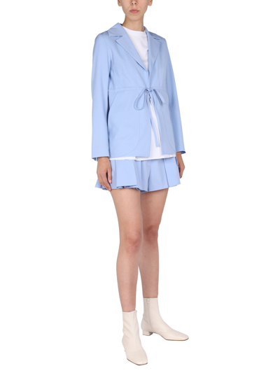 Shop Patou Belted Shorts In Azzurro