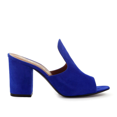 Shop Via Roma 15 Royal Blue Suede Heeled Mule