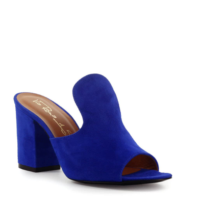 Shop Via Roma 15 Royal Blue Suede Heeled Mule