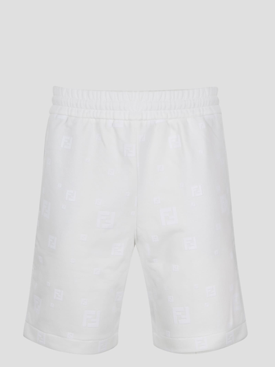 Shop Fendi Ff Flock Shorts In White