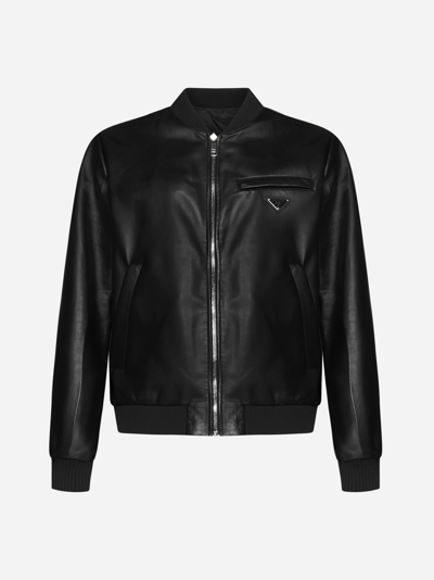Shop Prada Nappa Leather And Re-nylon Reversible Bomber Jacket