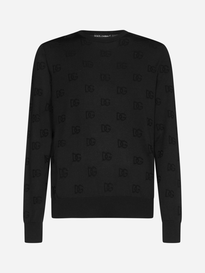 Shop Dolce & Gabbana Dg Jacquard Silk Sweater