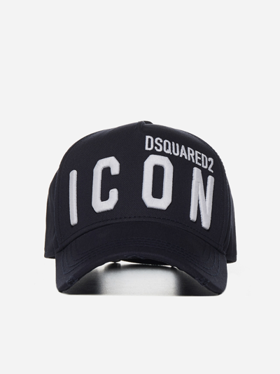 Dsquared2 Icon Logo Cotton Baseball Cap In Navy | ModeSens