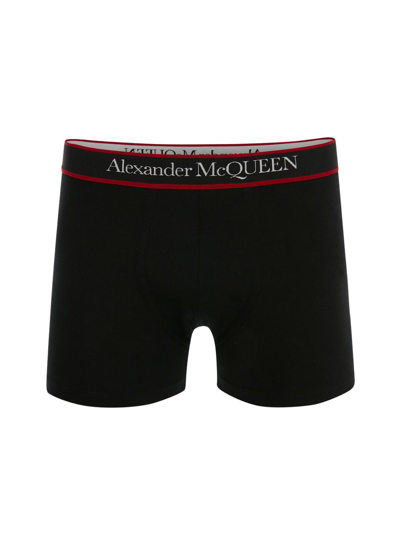 Shop Alexander Mcqueen Un Selvedge Boxer In Black