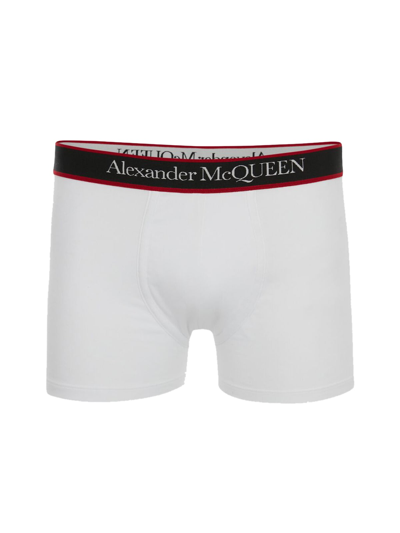 Shop Alexander Mcqueen Un Selvedge Boxer In White Red