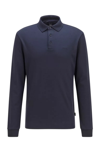 Shop Hugo Boss Polo Shirt In Organic Cotton With Embroidered Logo In Blue