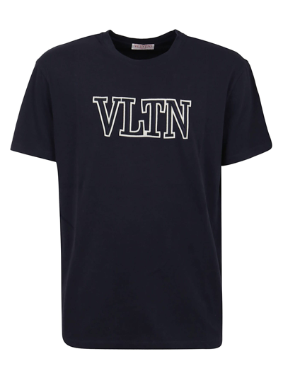 Shop Valentino T-shirt Jersey Print Vltn In Navy