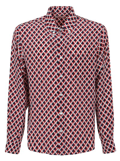 Shop Valentino Seta V Triangolo Shirt In St V Triangolo Bianco Blu Rosso