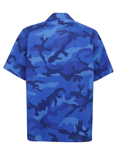 Shop Valentino Popeline Camouflage Shirt In Pr Camou Blu Divisa