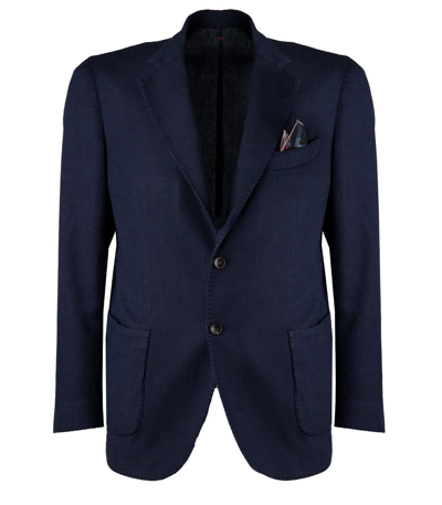 Shop Santaniello Blue Single-breasted Suit Jacket