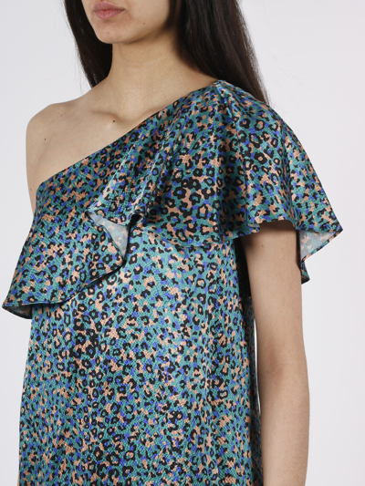 Shop Saint Laurent One Shoulder Mini Dress In Multicolour