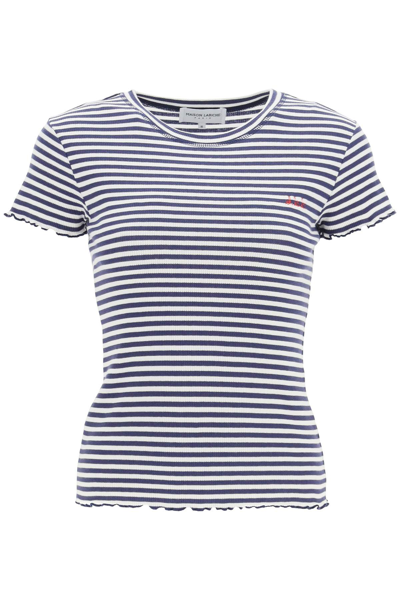 Shop Maison Labiche Le Folies T-shirt In Off White Navy (blue)