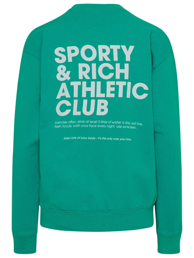 Shop Sporty And Rich Cotton Exercise Sweatshirt In Green