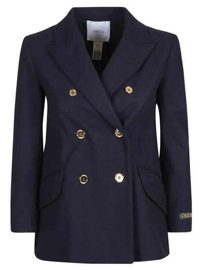 Shop Patou Iconic Double-breasted Blazer In Navy