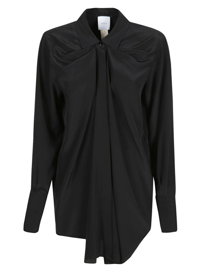 Shop Patou Long-sleeved Draped Shirt In Black
