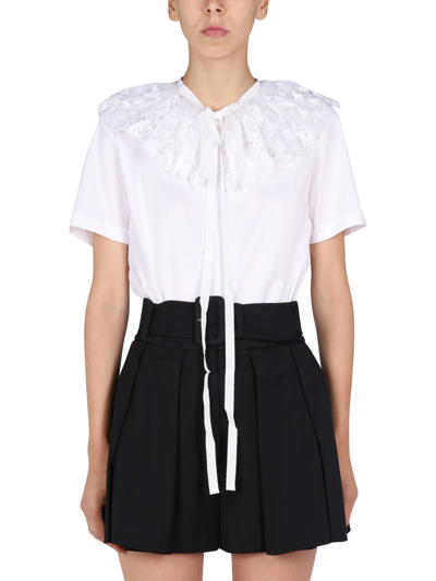 Shop Patou Lace Embroidery T-shirt In Bianco
