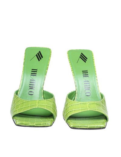 Attico 105mm Anais Croc Embossed Leather Mules