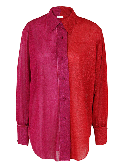 Shop Oseree Lumiere Long Shirt In Red Fuchsia