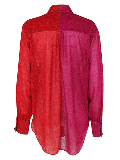 Shop Oseree Lumiere Long Shirt In Red Fuchsia