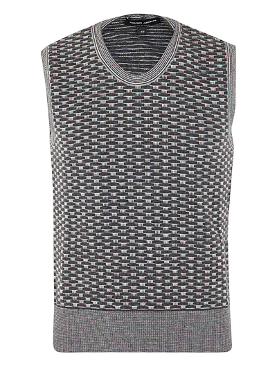 Shop Giorgio Armani Knitted Vest In Grey