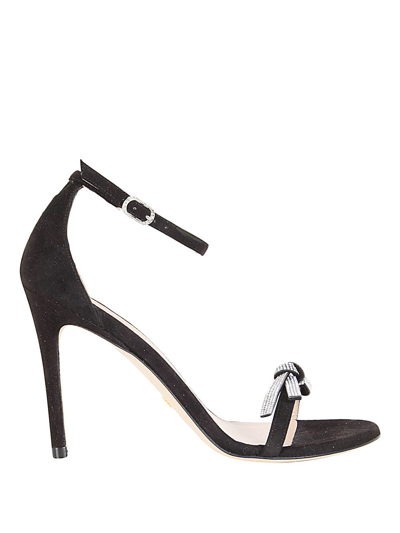 Shop Stuart Weitzman Nudist Sw Bow 100 Sandal In Blk Black