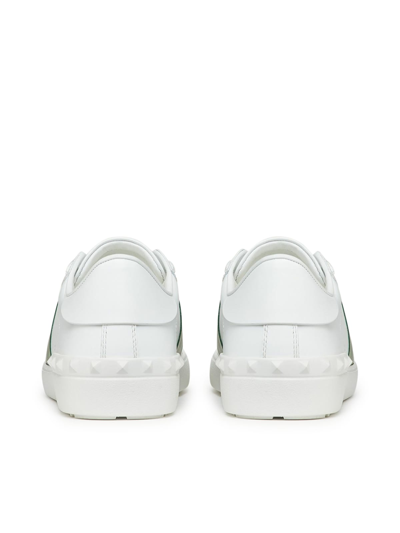 Shop Valentino Sneaker Open Rubber Sole In White Fern Green