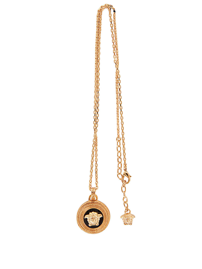 Shop Versace Necklace With Logo In Gold Black