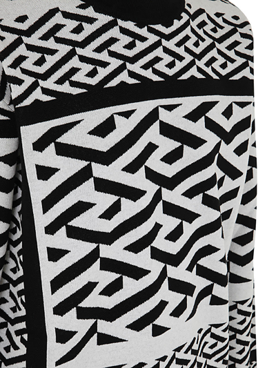 Shop Versace Knit Sweater Greek Series In Black White