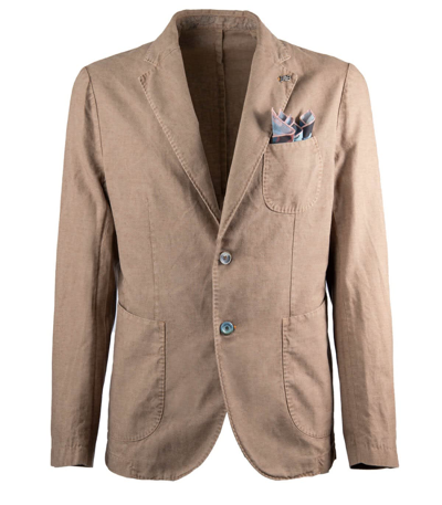 Shop Bob Domi Beige Single-breasted Jacket In Tabacco