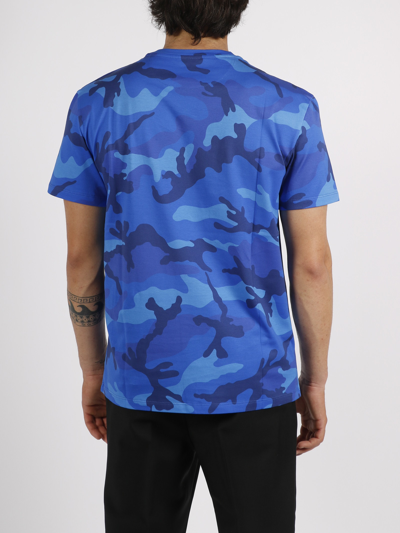 Shop Valentino Camouflage T-shirt In Blue