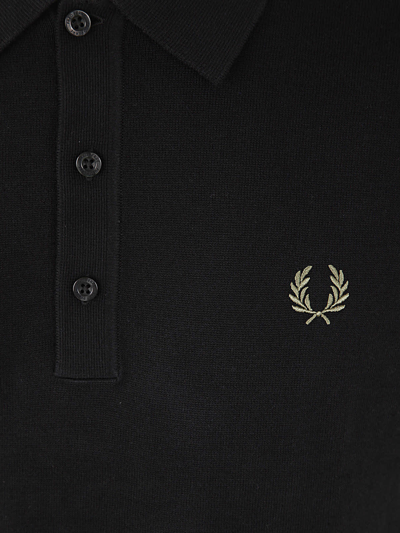 Shop Fred Perry Fb Bold Cuff Knitted Polo In Black