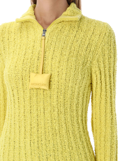 Shop Moncler Tricot Cyclist Sweater In Yellow