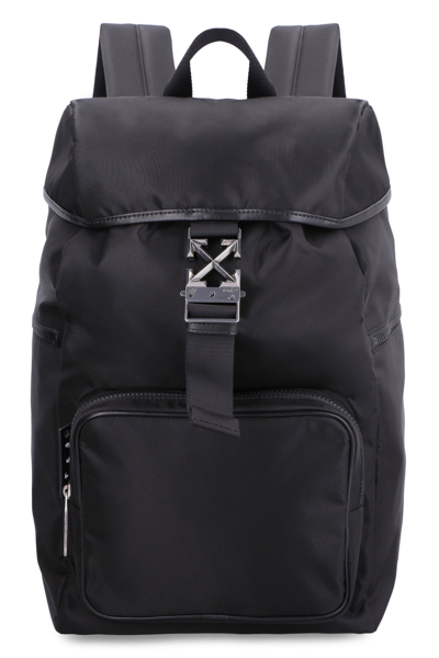 Shop Off-white Arrow Tuc Nylon Backpack In Black