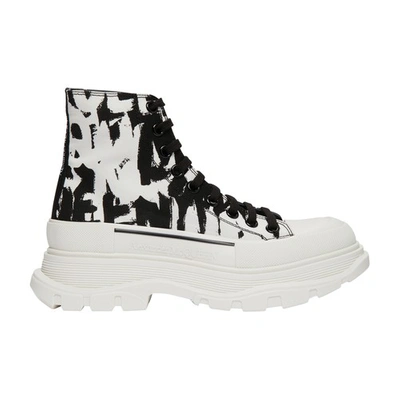 Shop Alexander Mcqueen Tread Slick Ankle Boots In Wh Of Wh Blk Wh Blk