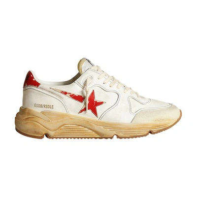 Shop Golden Goose Running Sole In White Red Blue