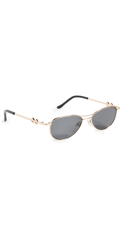 Shop Karen Wazen Jen Sunglasses In Gloss Gold/ Black