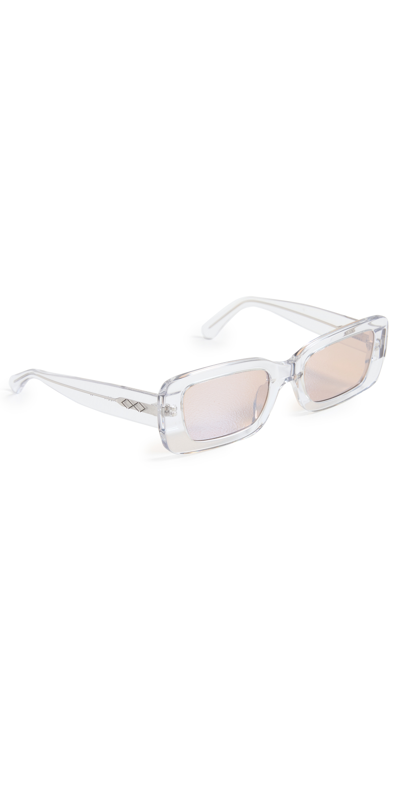 Shop Karen Wazen Kenny Sunglasses In Gloss Clear/ Brown